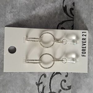 Forever 21 Rhinestone and Clear Crystal Hoop Dangle Earrings